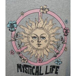 Mystical Life Women's Long Sleeve Tee - Gray with Sun Graphic